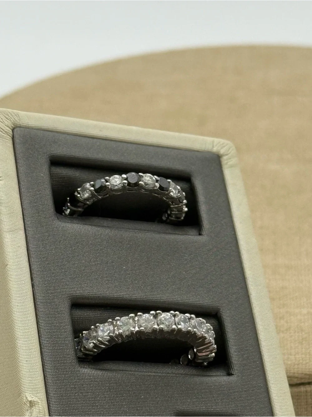 Set of two Black and White Eternity Band Set